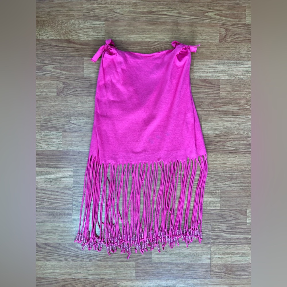 Hot Pink Handmade Beaded Fringe Top size Small - Picture 8 of 11